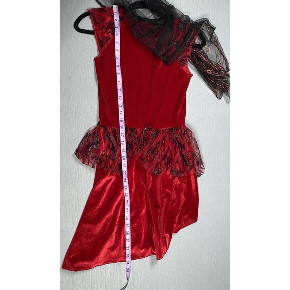Spirit Girl's Dark Devil Halloween Costume Firey Red Dress & Cape Child Size XL - Picture 5 of 10